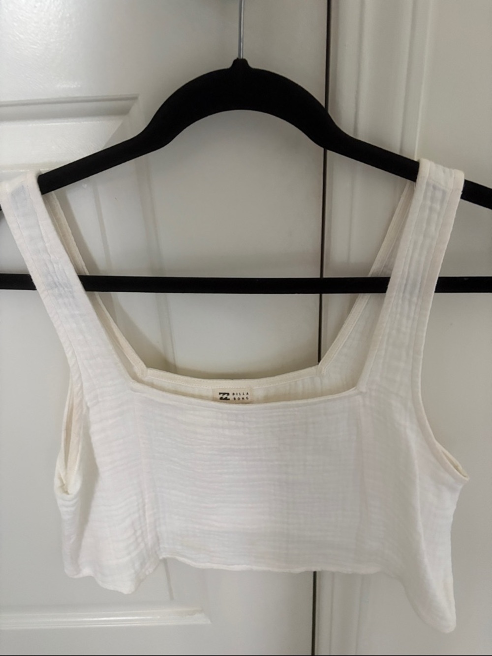 Billabong White Square-Neck Cropped Tank